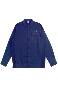 訂做寶藍色繡花LOGO工業制服  時尚設計下擺橡筋腰圍  車房工作服  工業制服製衣廠  D369